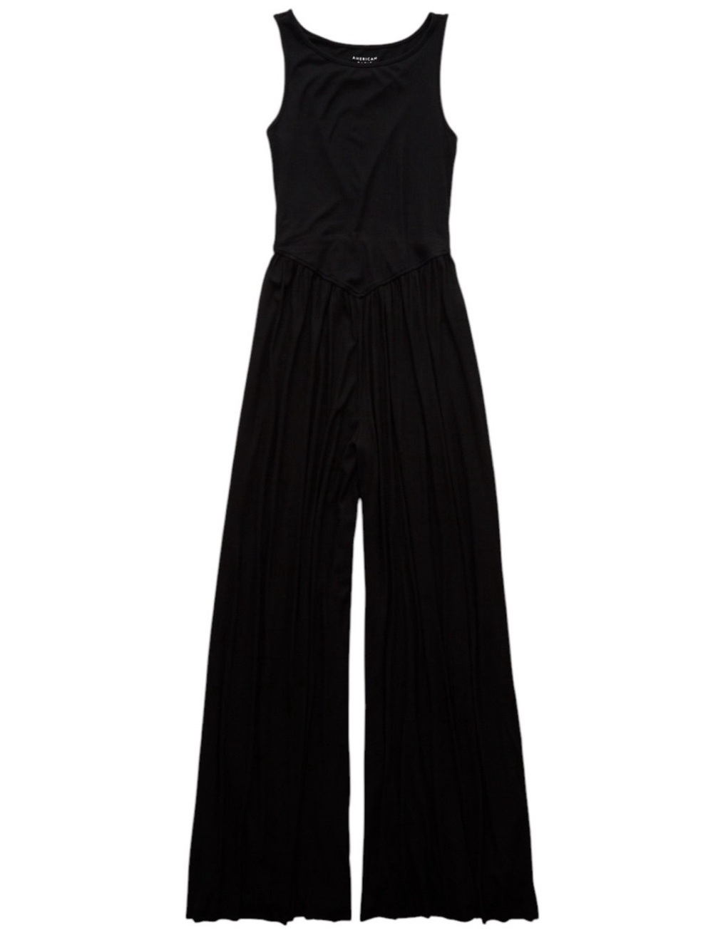 AE Soft & Sexy High Neck Ribbed Basque Waist Wide Leg Jumpsuit Black Size XL